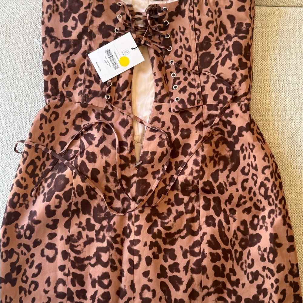 Reformation Pacie Satin Dress- Leopard print - Picture 2 of 7